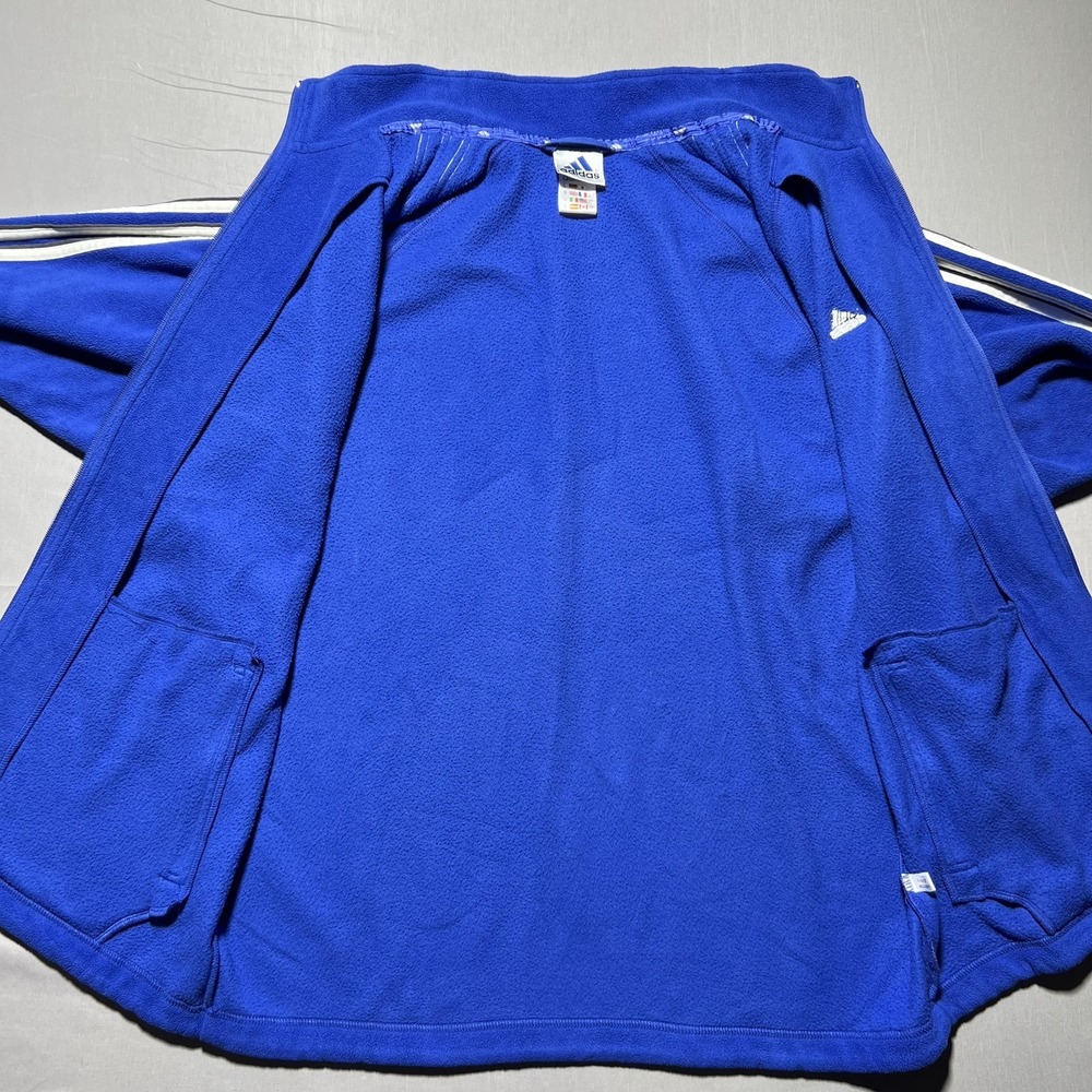 Vintage Adidas Jacket Mens Large Fleece Three Stripes Full‎ Zip 90s 614617 - Picture 8 of 16